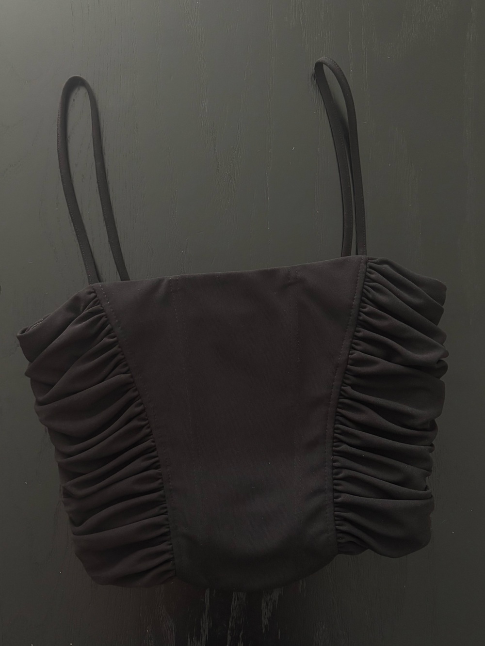 Zara Black Ruched Strap Crop Top